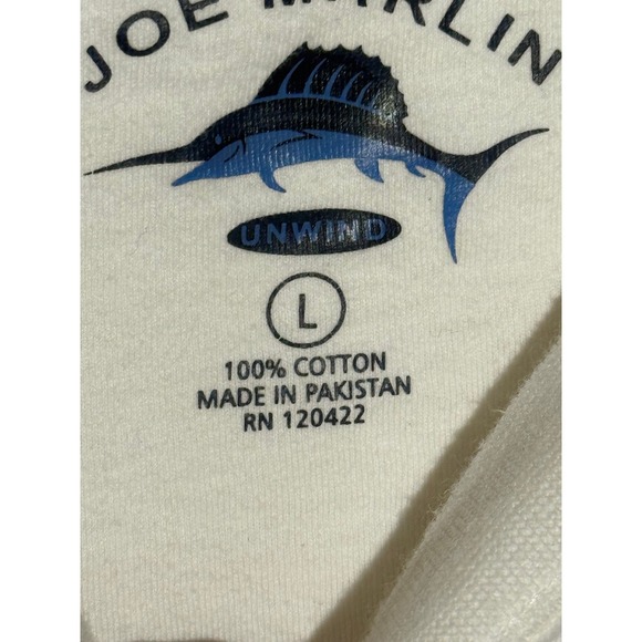 Joe Marlin Mens Graphic T Shirt Grilling Who's On Deck Beach Palm Tree Size L - Picture 5 of 6